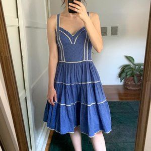 Anthropologie Blue Polka Dot Dress by Viola